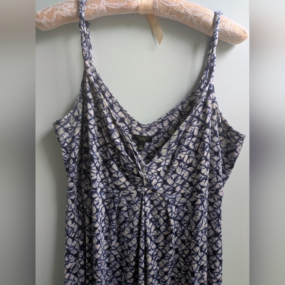 EUC....Talbots Blue and White 100% Cotton Knit Maxi Dress size 10